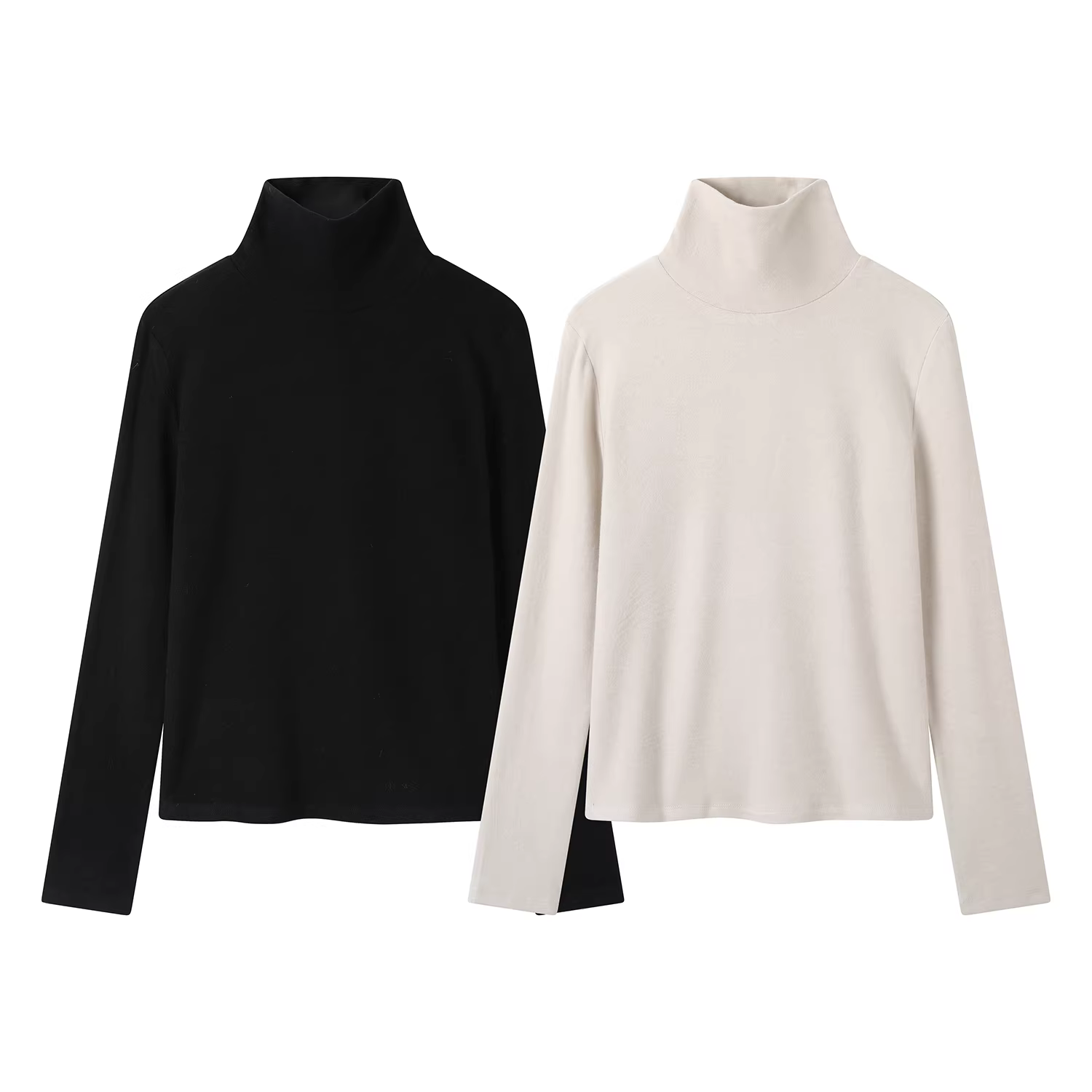 Áo thun giữ nhiệt dài tay cổ lọ phong cách tối giản dành cho nữ, áo dệt kim ôm sát mùa thu đông.