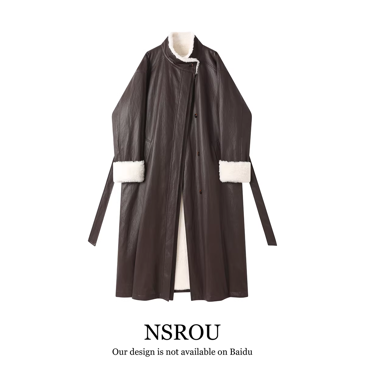 Áo khoác dài kiểu cổ điển NSROU Melard dành cho nữ, áo khoác da lót lông cừu cao cấp phong cách Mỹ mùa thu đông