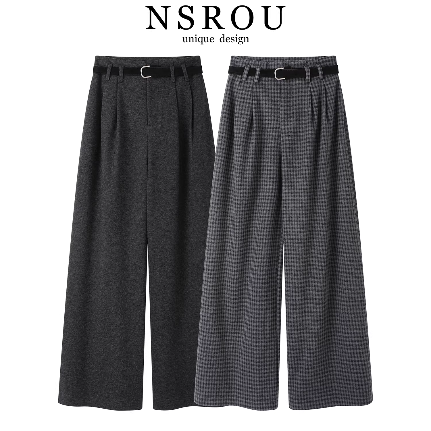 Quần ống rộng len dày phong cách retro Hàn Quốc dành cho nữ, mùa thu đông, cao cấp, dáng rộng, đa năng, đi làm, quần ống đứng thông thường