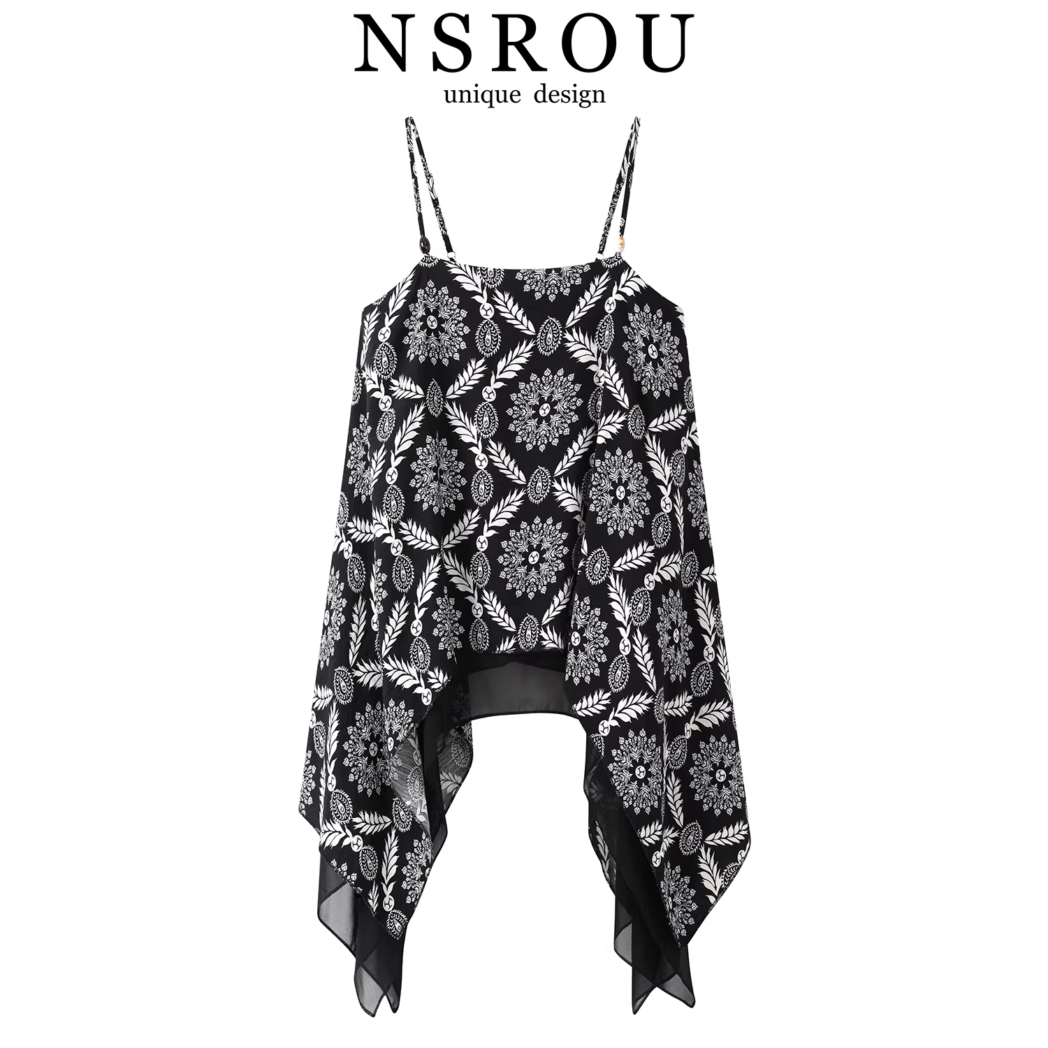 Phong cách dân tộc cổ điển của Pháp thiết kế không đều kiểu dáng độc đáo và đẹp mắt áo camisole nữ mùa hè mới