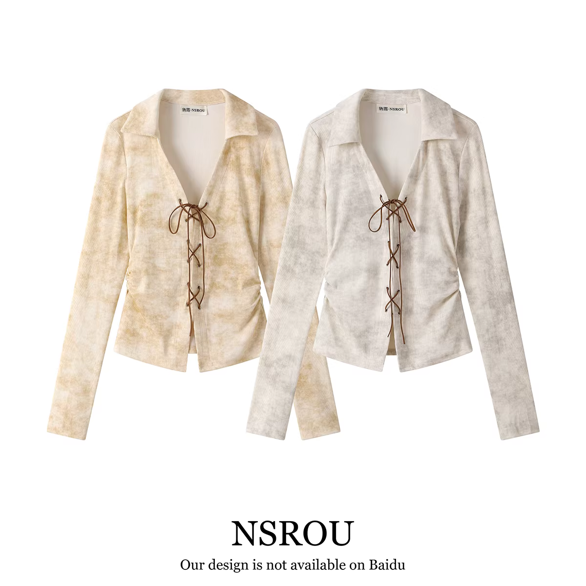 Áo sơ mi dệt kim cổ chữ V kiểu cổ điển kiểu Pháp kiểu dáng cổ điển thuần khiết kiểu hot girl áo thun dài tay nhuộm màu mùa xuân hè dành cho nữ