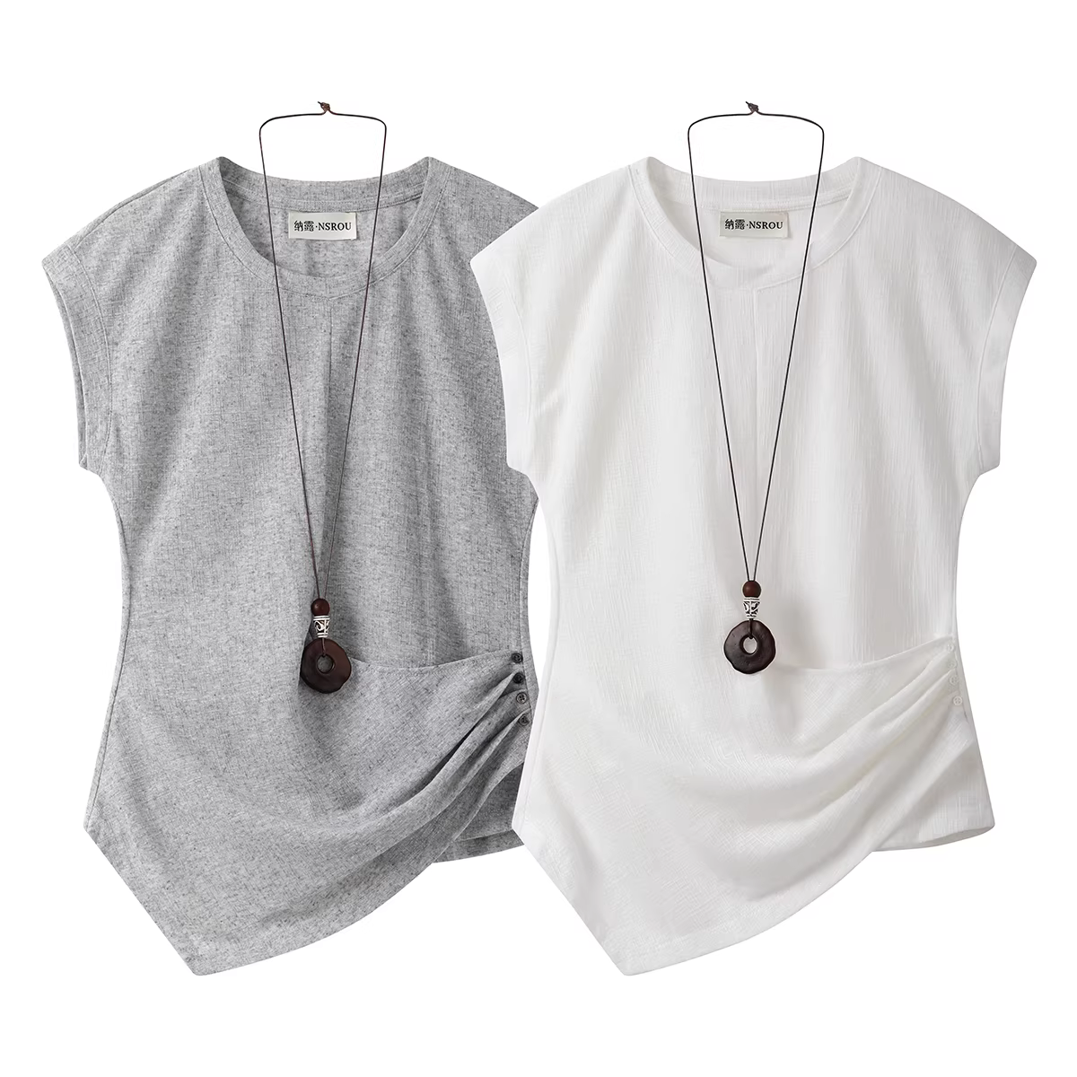 Phong cách Hàn Quốc đơn giản và thanh lịch, áo thun cổ tròn ôm eo, giảm béo, tay ngắn, áo thun nữ mùa hè mới, kiểu dáng độc đáo