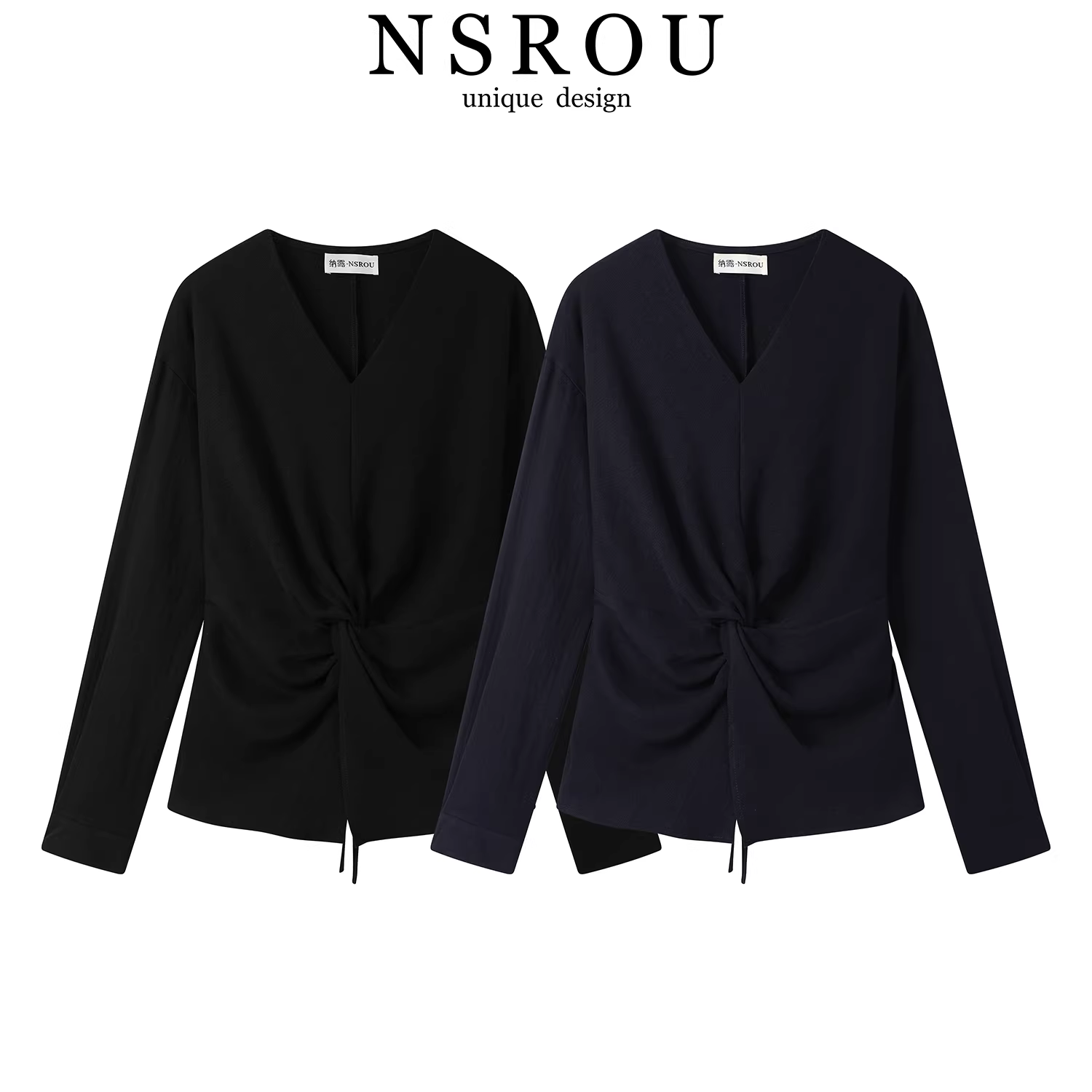 Áo sơ mi cổ chữ V có dây buộc eo kiểu cổ điển kiểu Hàn Quốc dành cho nữ, thiết kế đầu thu, áo sơ mi đa năng.