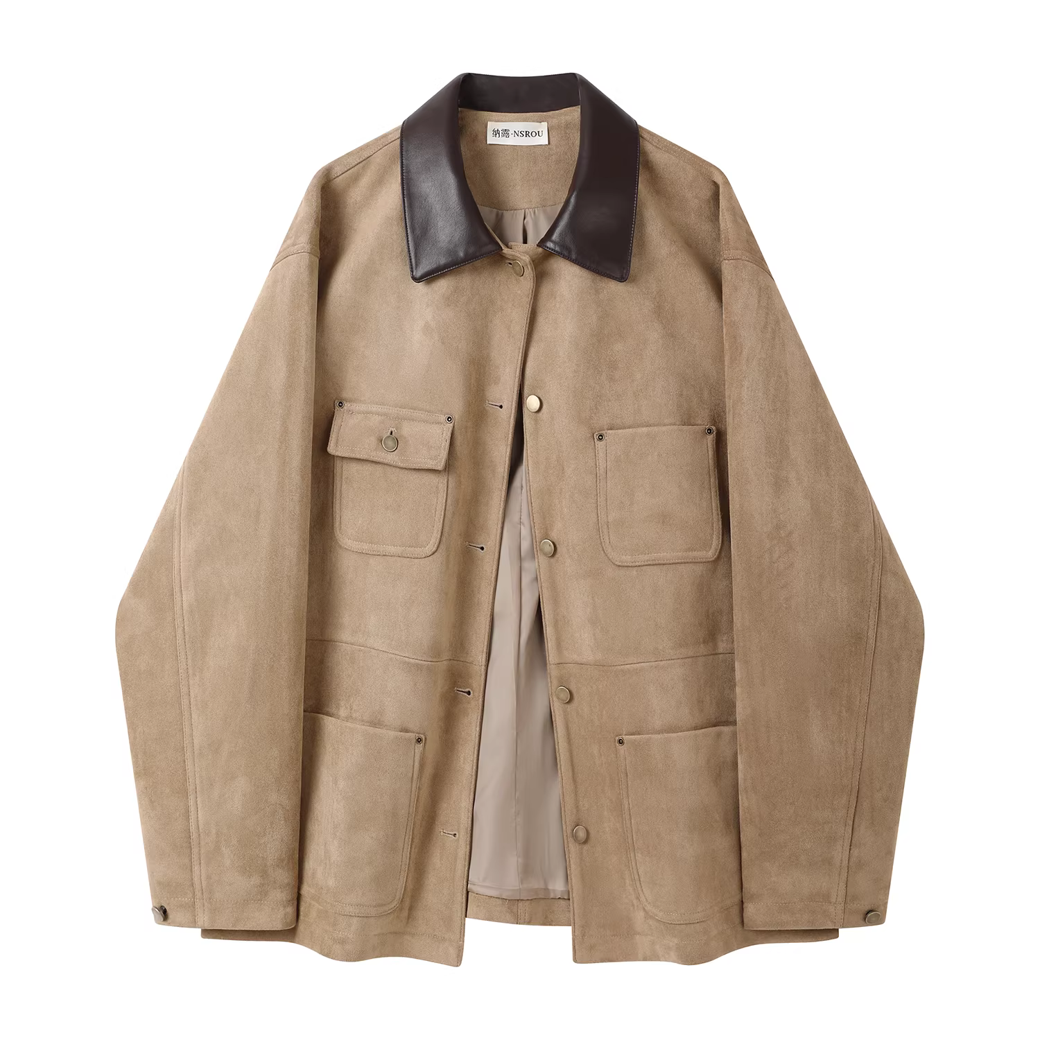 Áo khoác da lộn Melard cổ điển dài vừa phải dành cho nữ, áo khoác kiểu Mỹ cao cấp dành cho xe máy mùa thu đông