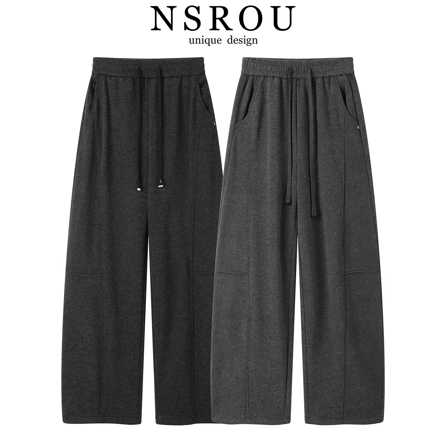 Quần dài đi làm đa năng kiểu dáng lười biếng quần thể thao nữ mùa đông có lót lông cừu quần ống rộng quần thường ngày quần gạo nếp quần dài