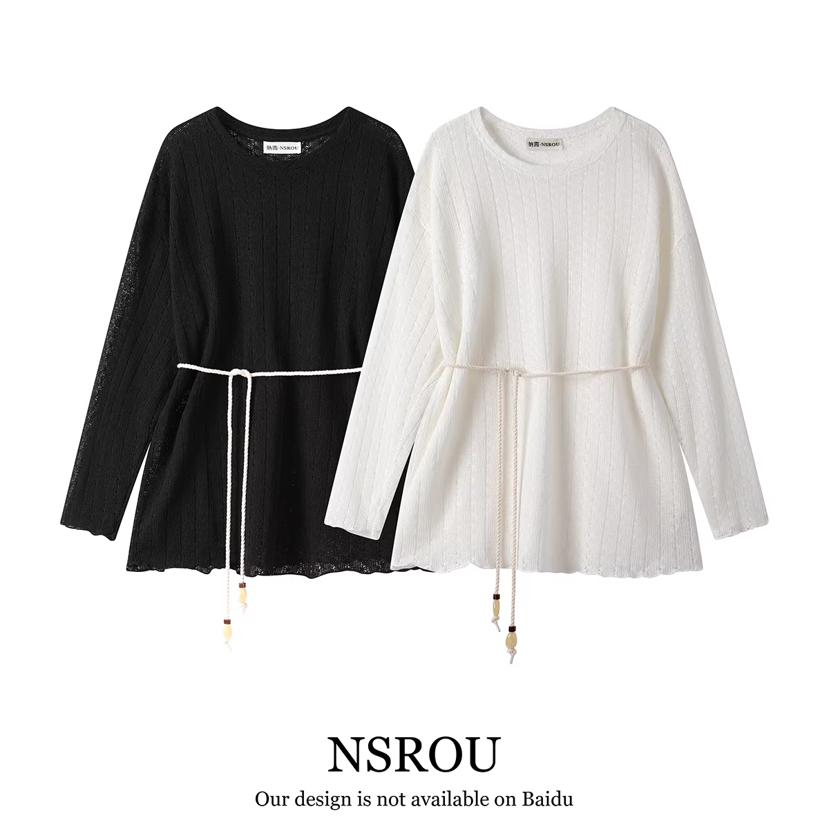 Áo len dệt kim dáng rộng phong cách giản dị mới dành cho nữ mùa xuân hè phong cách Hàn Quốc áo dài vừa phải có dây buộc eo