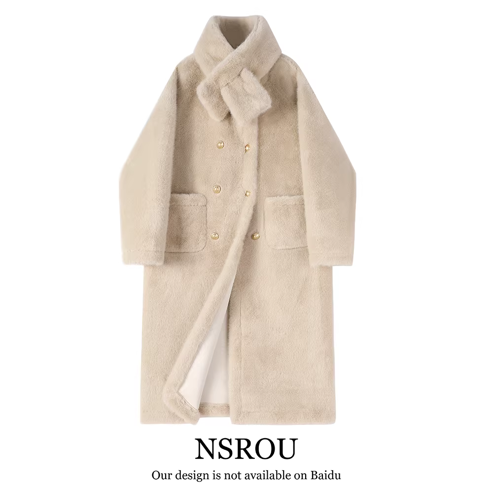 Áo khoác lông thú phong cách Hàn Quốc dành cho nữ, mùa đông 2025, áo khoác lông dày dài cao cấp mới