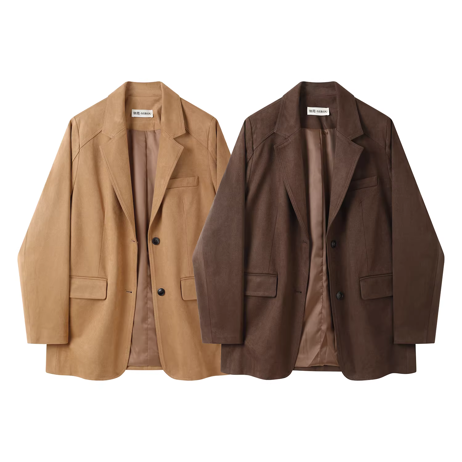 Áo khoác da lộn ngắn màu cà phê cổ điển Melard dành cho nữ, áo khoác da đa năng cao cấp mùa thu