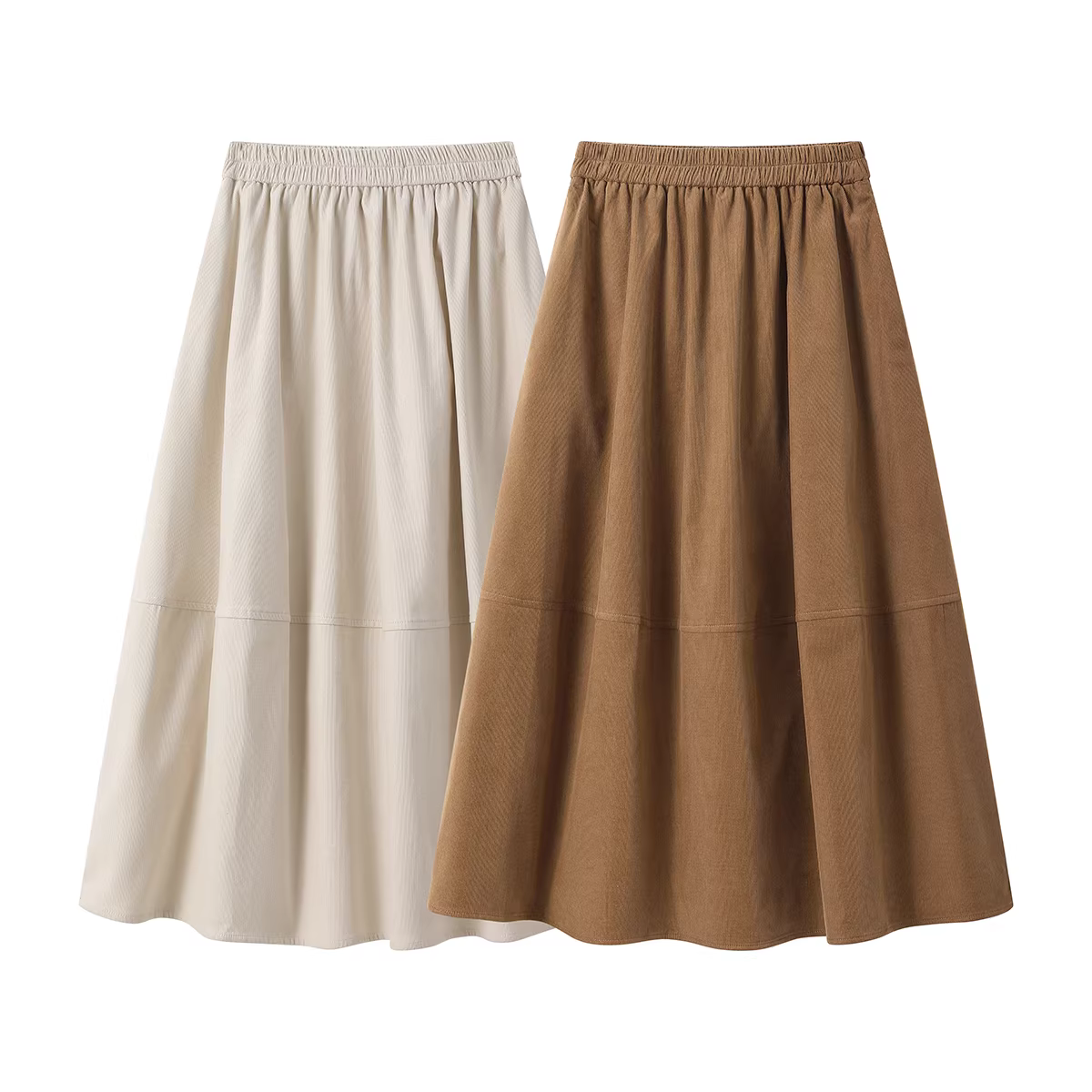 Váy nhung kẻ sọc NSROU retro Melard dành cho nữ mùa thu đông dáng rộng giản dị váy chữ A ôm hông váy bánh ngọt