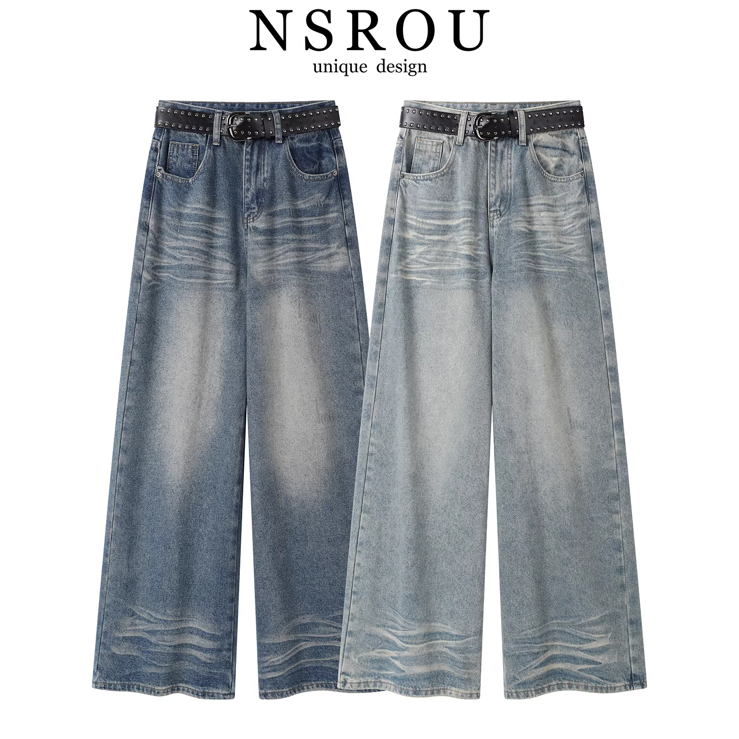 Quần jean ống thẳng dáng rộng, phong cách retro Mỹ, phối vải, kiểu dáng thoải mái dành cho nữ, quần dài dáng suông tôn dáng mùa đông.