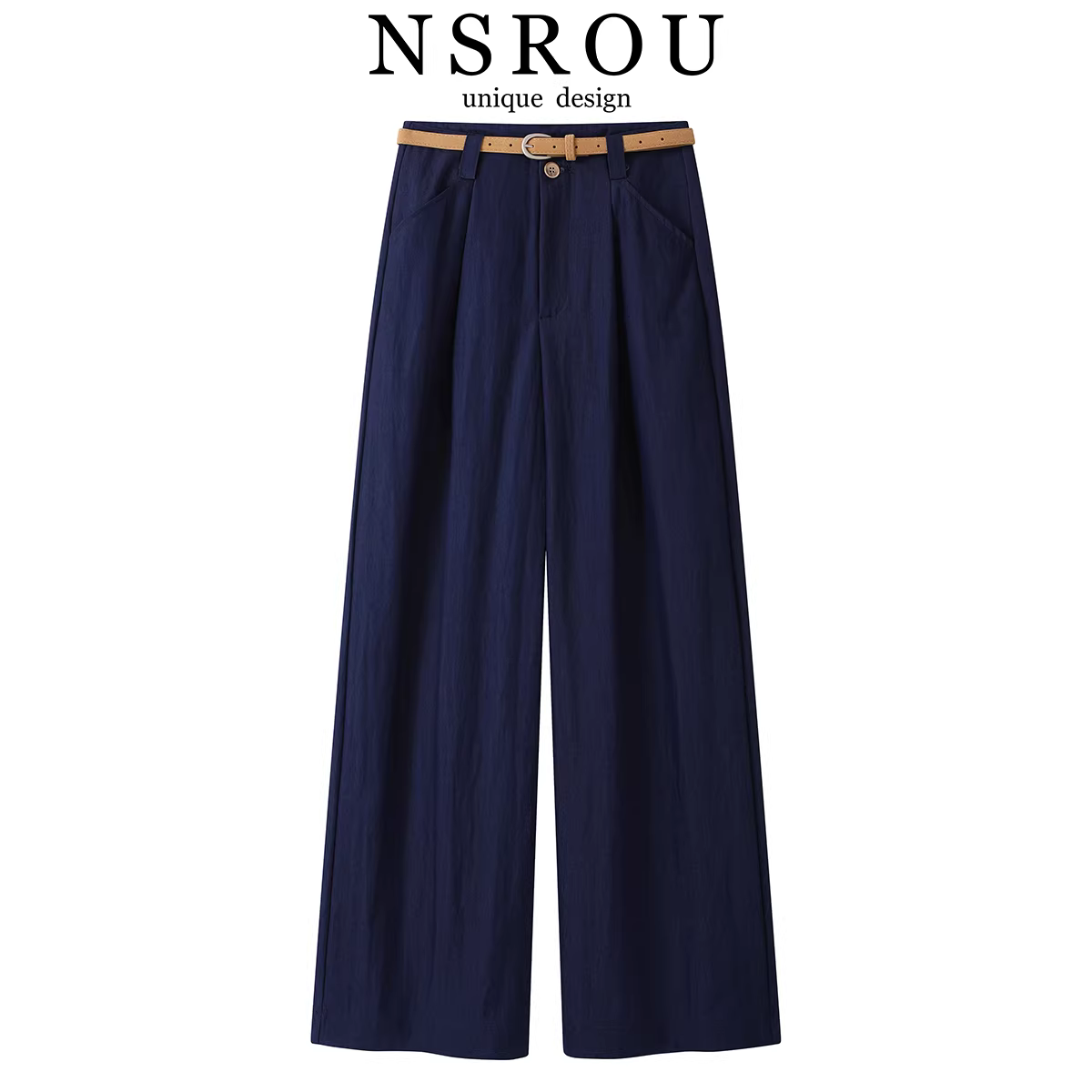 Quần ống đứng dáng suông cạp cao kiểu Pháp dành cho nữ, phong cách mùa hè mới, quần dài dáng rộng, phong cách giản dị, đa năng, cao cấp