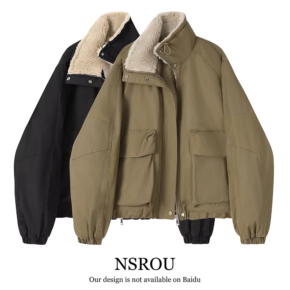 Áo khoác nỉ dày kiểu vintage dành cho nữ, mùa thu đông 2025 kiểu mới, áo khoác len cừu nhỏ nhắn.