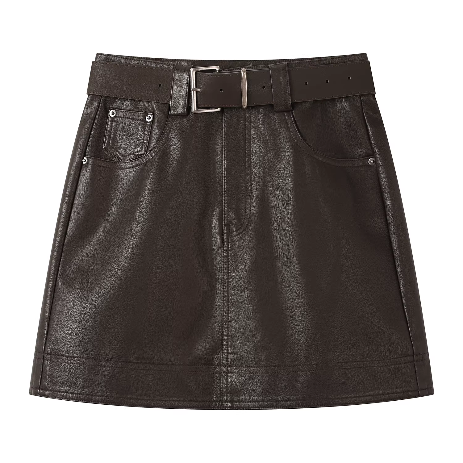 Váy da phong cách cổ điển cao cấp dành cho nữ, váy ngắn chữ A cạp cao tôn dáng mùa thu đông, váy ôm sát.