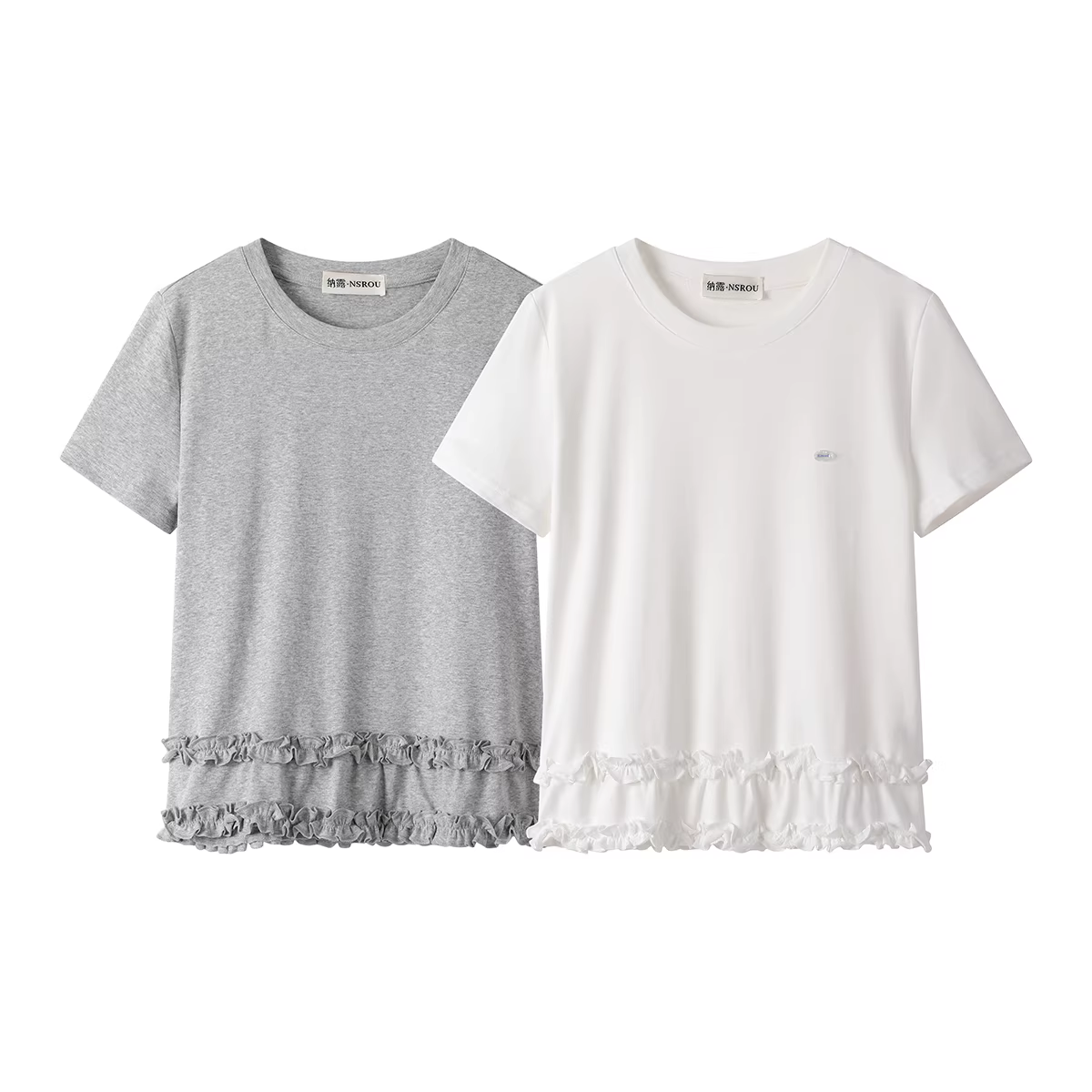 Áo thun trắng tay ngắn cổ tròn thiết kế mới dành cho nữ, phong cách Hàn Quốc sang trọng mùa hè, độc đáo và đẹp mắt
