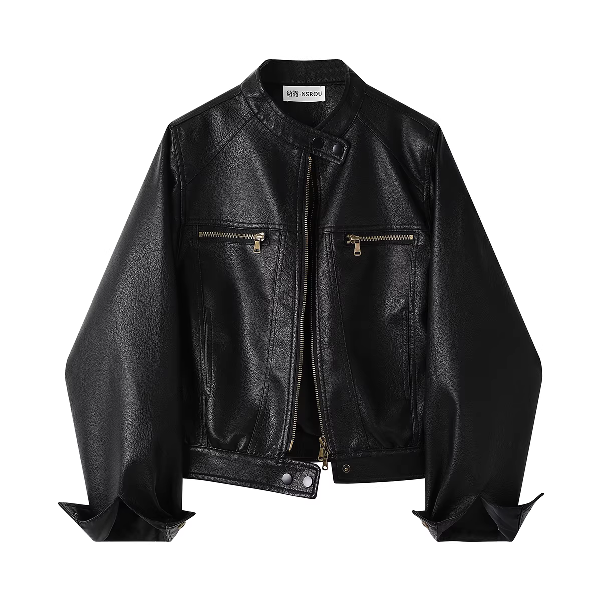 Áo khoác da ngắn Melard cổ điển cao cấp NSROU dành cho nữ, áo kiểu độc đáo và siêu phong cách.