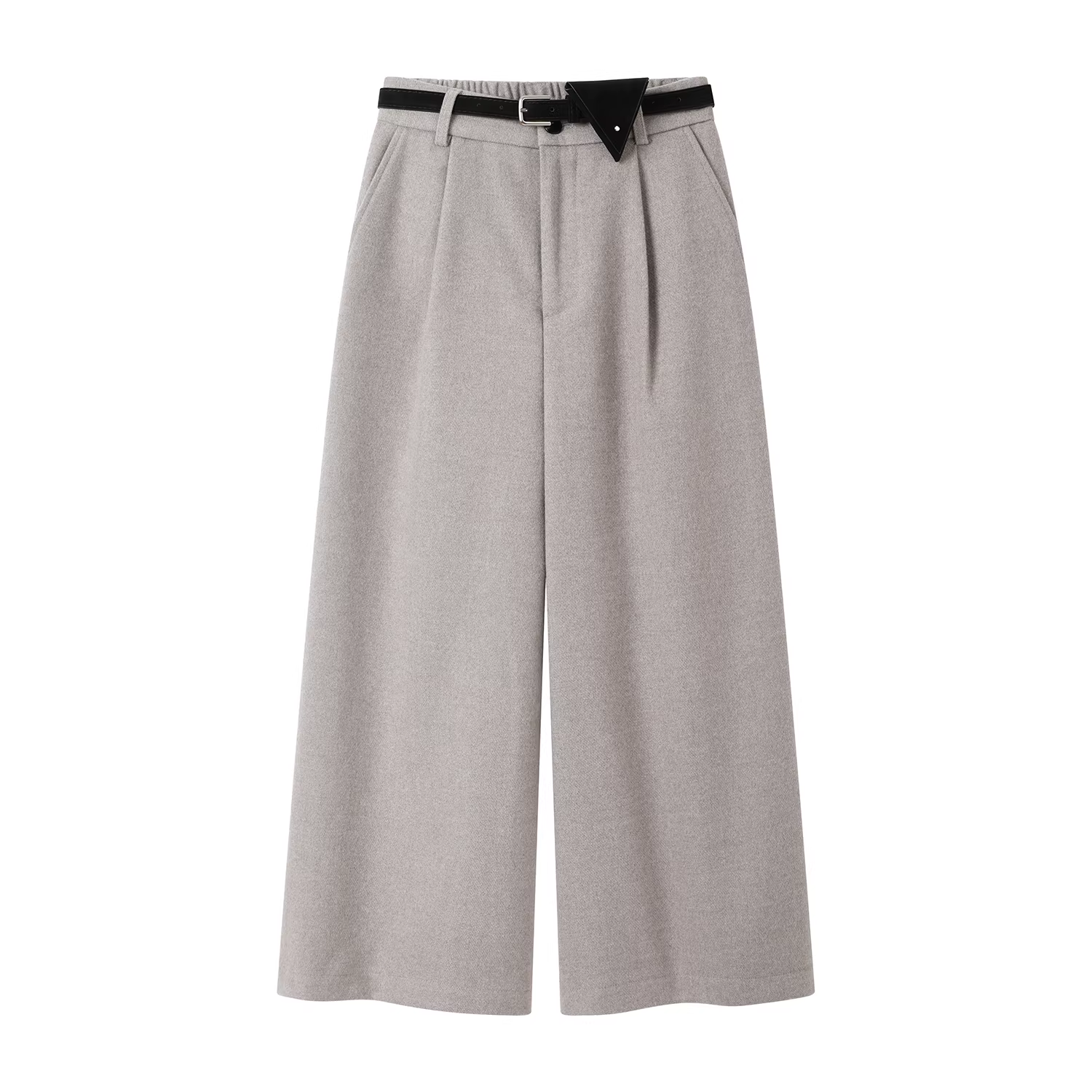 Quần ống rộng len dáng rộng cạp cao kiểu cổ điển Hàn Quốc, quần ống loe ngắn cho nữ, quần dài vừa phải dáng thẳng đa năng cho mùa thu đông.