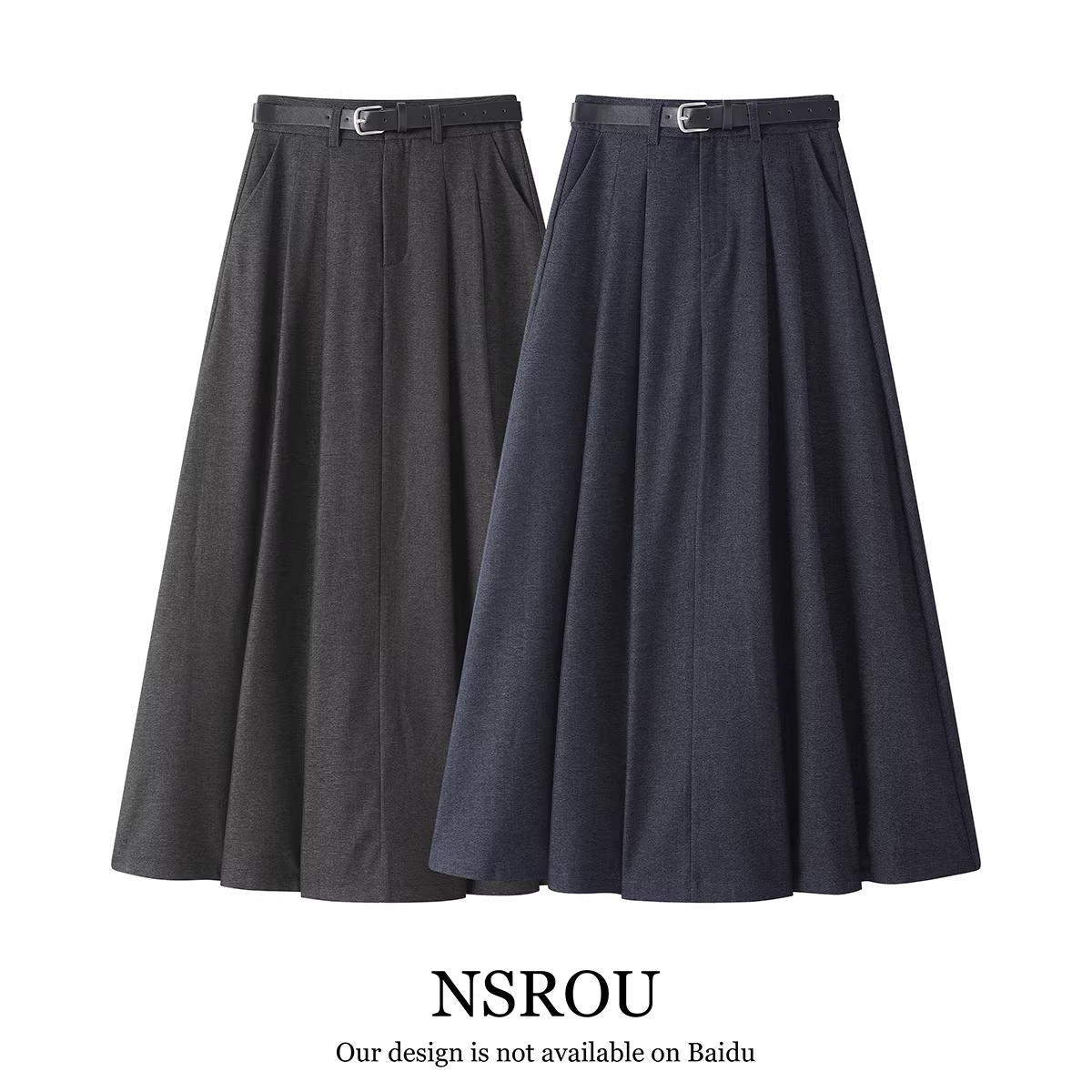 NSROU Váy denim phong cách đại học đa năng theo phong cách retro của Mỹ Váy denim kiểu dáng dù dành cho nữ mùa xuân hè Váy chữ A dài vừa phải