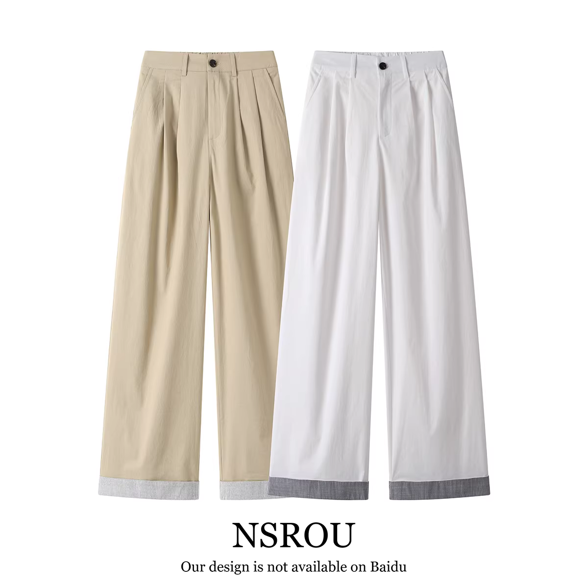NSROU Quần ống đứng dáng rộng và giản dị phong cách Hàn Quốc dành cho nữ, mùa xuân hè, quần ống rộng dài đến sàn đa năng cao cấp