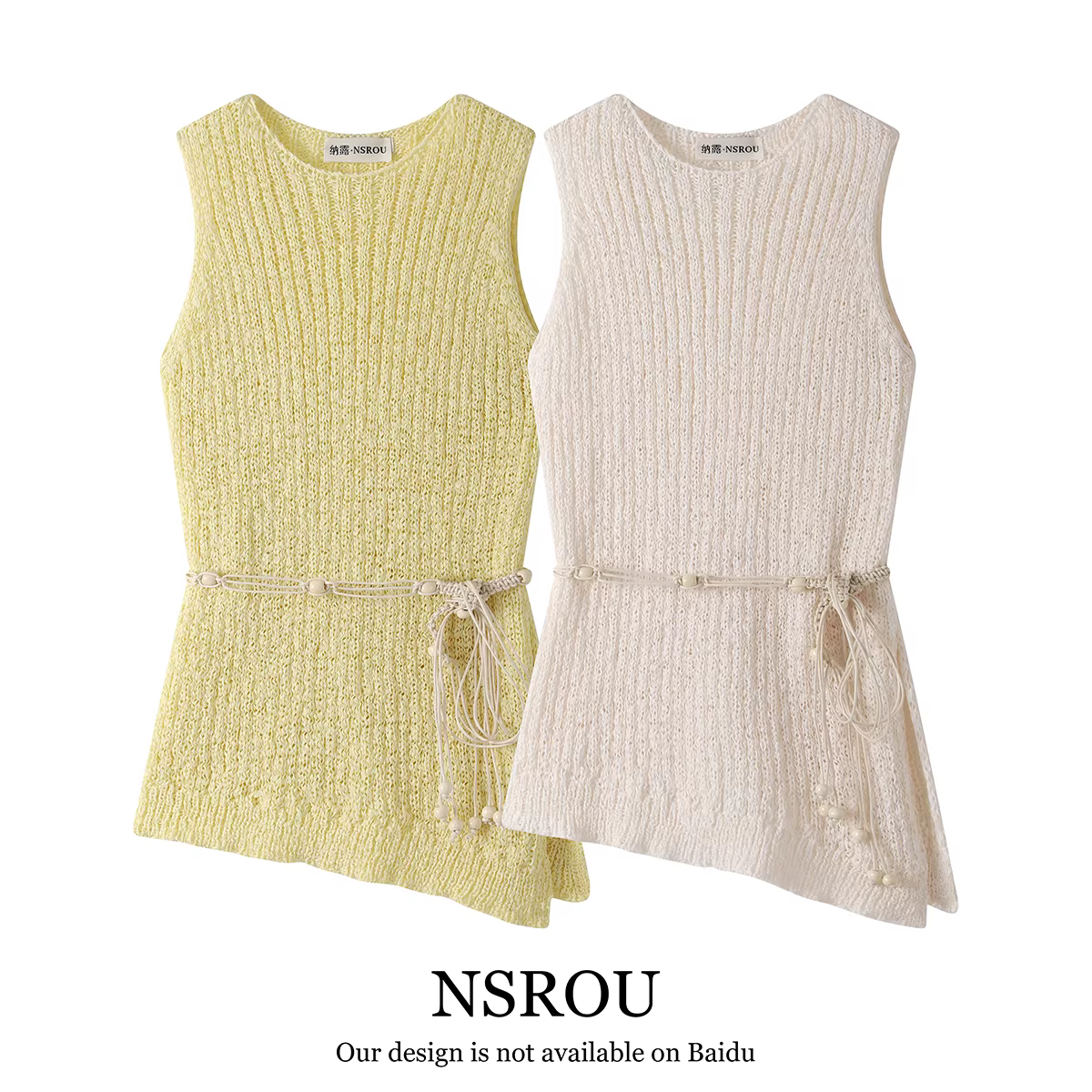 Phong cách cô gái cay cay kiểu Mỹ, áo dệt kim không tay đơn giản, bất đối xứng, độc đáo, áo mùa hè dành cho nữ nhẹ nhàng và thuần khiết.