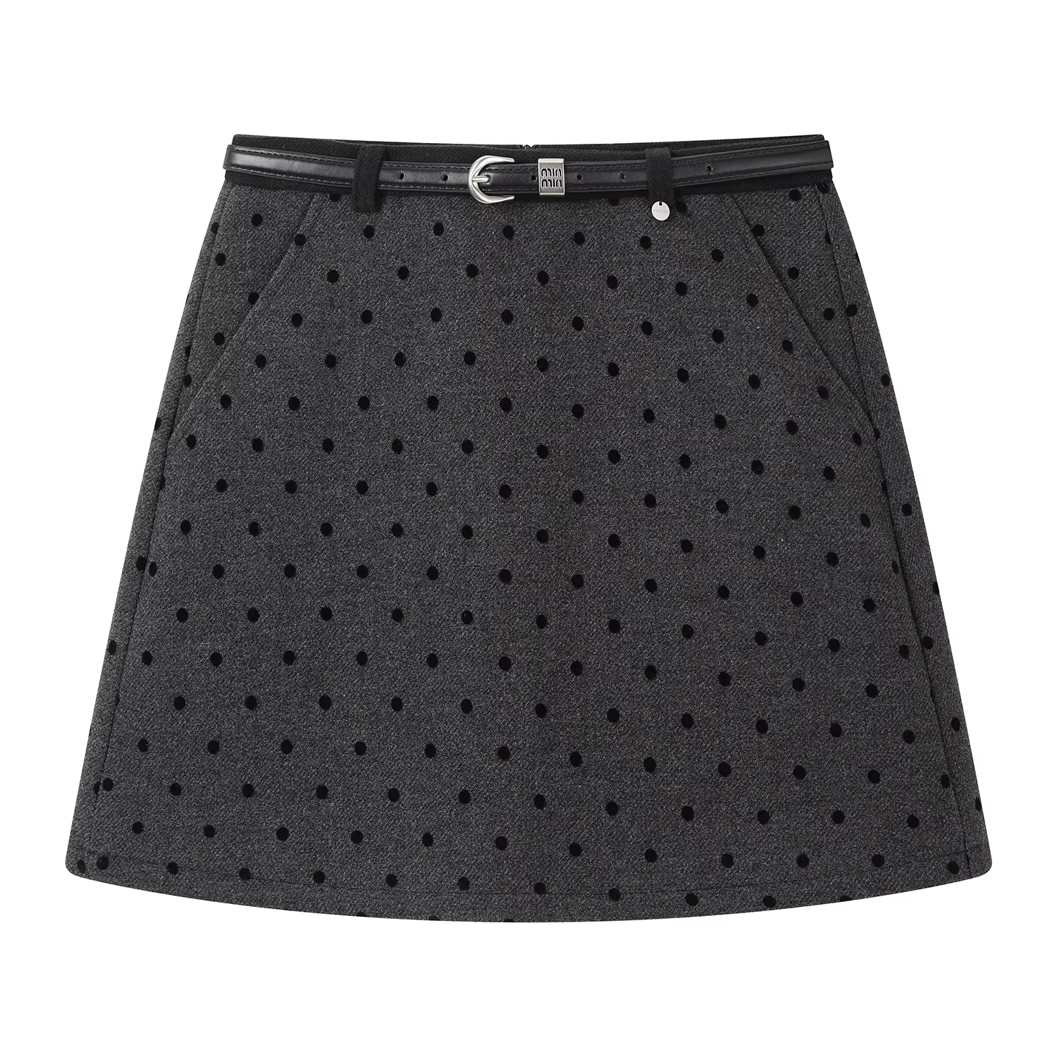 Váy len chấm bi eo cao kiểu cổ điển giản dị dành cho nữ mùa đông thời trang mới quần áo công sở Váy ngắn ôm hông chữ A