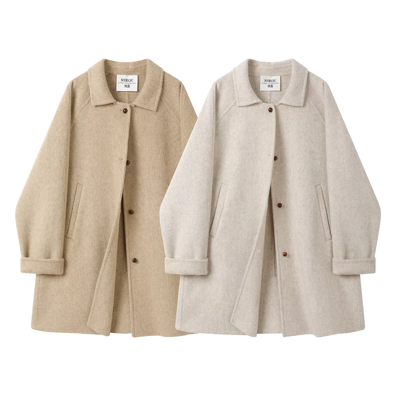 Áo khoác len cao cấp dài trung bình có ve áo dành cho nữ, kiểu dáng thu đông mới, đa năng khi đi làm và mặc thường ngày.