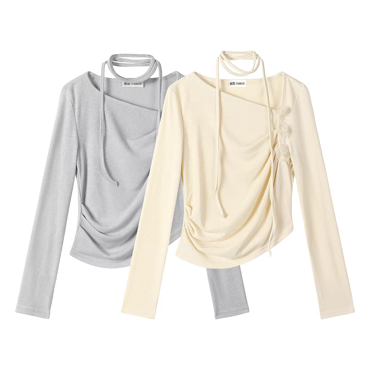 Áo thun dài tay ôm sát kiểu Hàn Quốc gợi cảm dành cho nữ, áo len cổ yếm mùa xuân thu