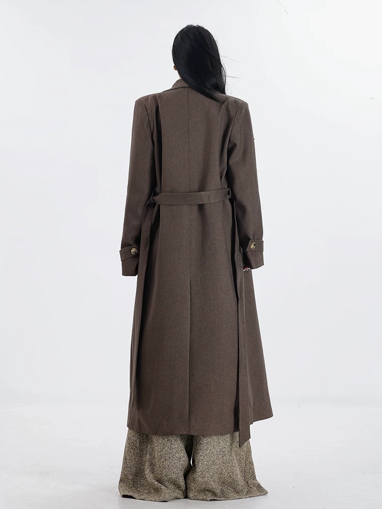 ABWAER Berlin's Autumn - Quần áo nữ thu đông nguyên bản, phong cách lười biếng, dáng rộng, dài quá đầu gối, áo khoác thanh lịch và sang trọng.