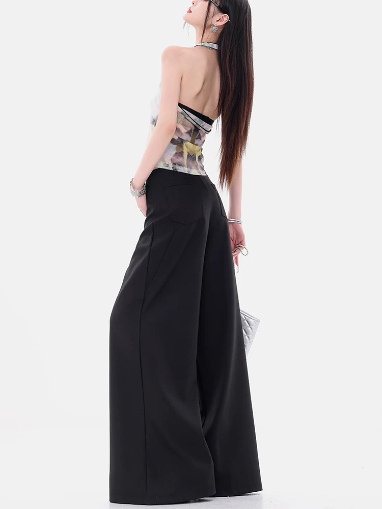 ABWEAR Elegant Echo - Quần vest thiết kế buộc dây nguyên bản dành cho nữ, quần thường ngày rộng rãi và đa năng cho mùa thu.