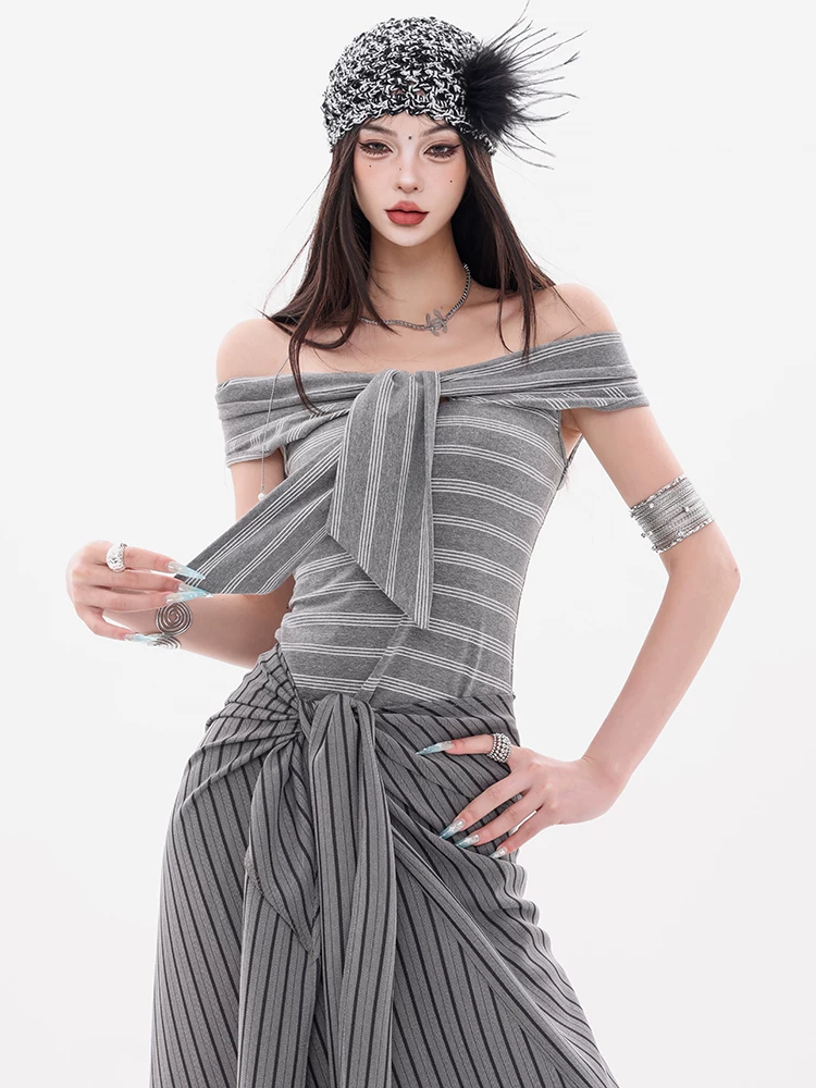 Triển lãm nghệ thuật ABWEAR Muse - Áo vest thiết kế nhiều kiểu dáng sọc nguyên bản dành cho nữ, dáng ôm, áo trễ vai
