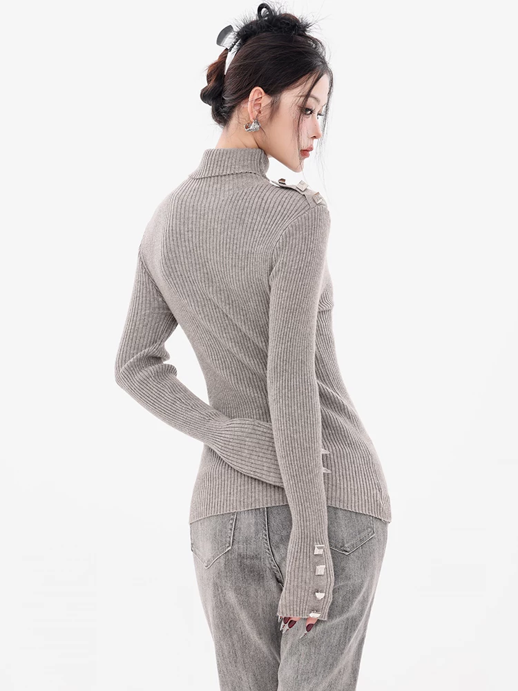 ABWEAR Silver Wing Hunter-Áo dệt kim thiết kế theo phong cách heavy metal nguyên bản dành cho nữ mùa thu đông mới áo dài tay dáng ôm