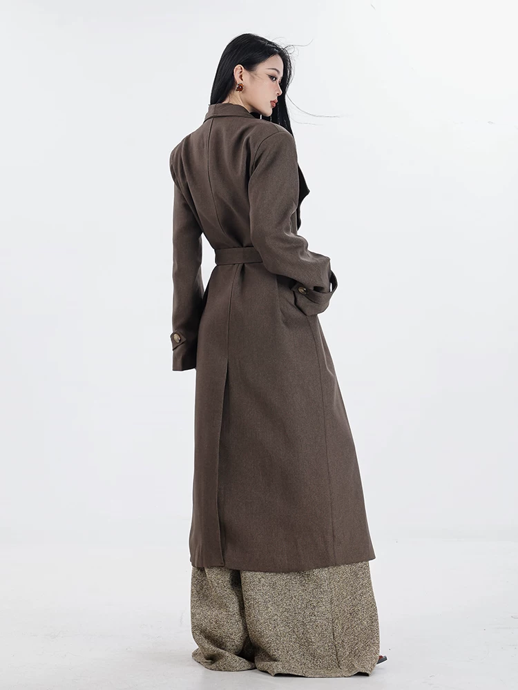 ABWAER Berlin's Autumn - Quần áo nữ thu đông nguyên bản, phong cách lười biếng, dáng rộng, dài quá đầu gối, áo khoác thanh lịch và sang trọng.