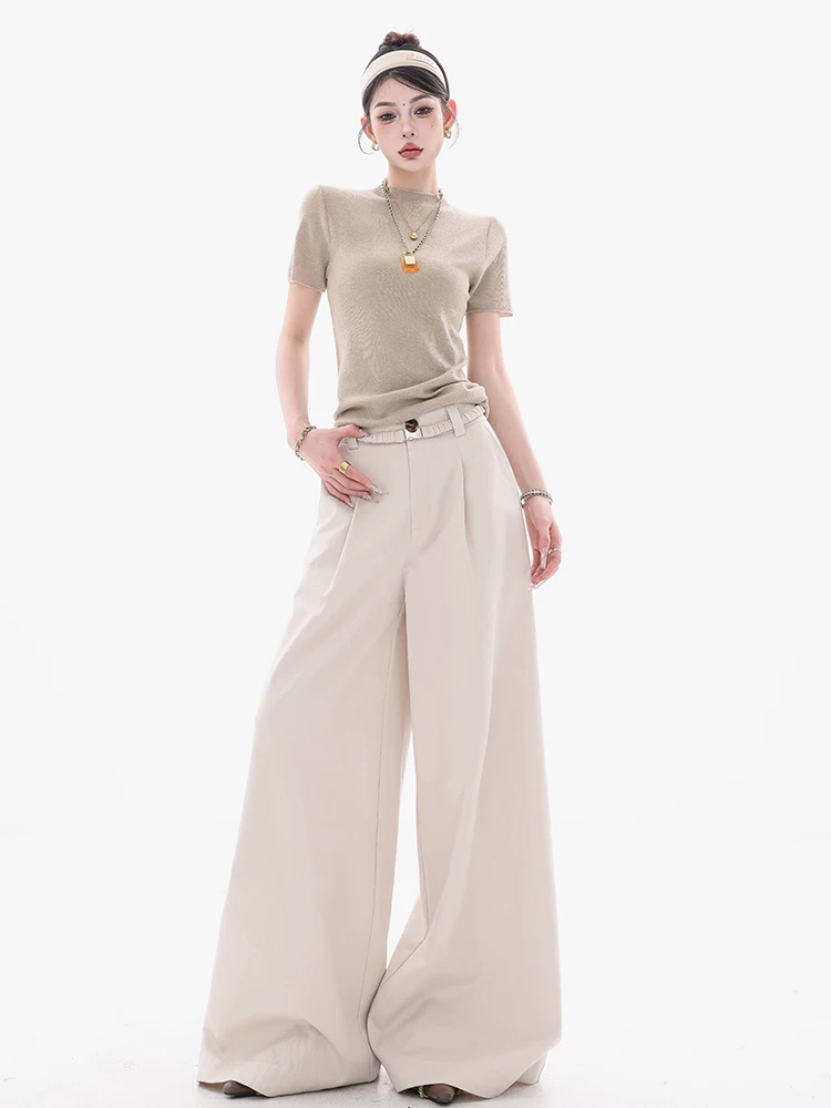 Quần suông xếp ly thiết kế tối giản ABWEAR - Mẫu mới hè 2025 dành cho nữ