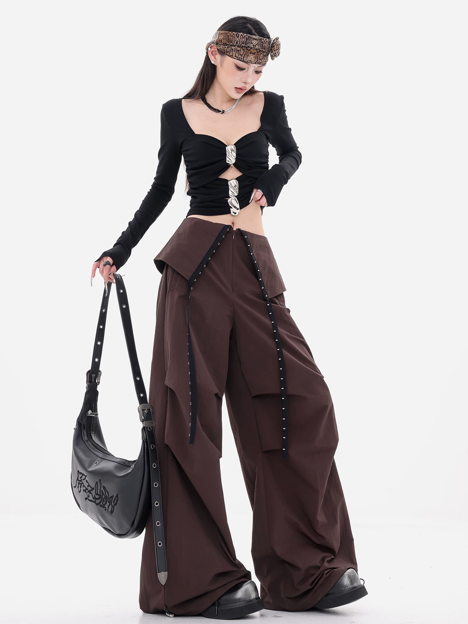 ABWEAR tái tạo lại trang phục công sở - quần jogger cargo có dây rút độc đáo dành cho nữ, rộng rãi và đa năng, quần dài kiểu lính dù thoải mái.