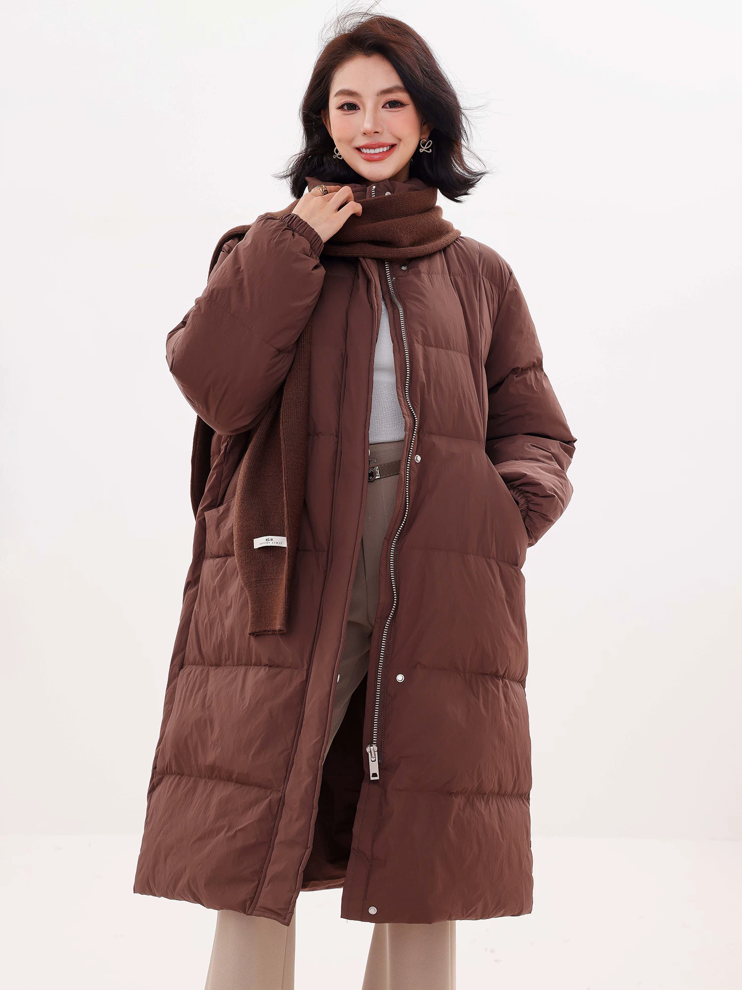 ABWLR Warm Diary - Áo khoác dài cổ đứng phong cách cổ điển nguyên bản dành cho nữ, áo khoác mùa đông cao cấp và tôn dáng