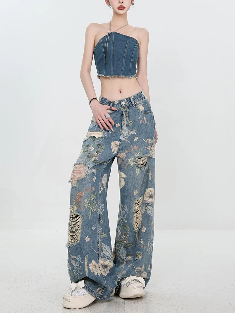 Quần jean rách in họa tiết cổ điển Mỹ của ABWEAR