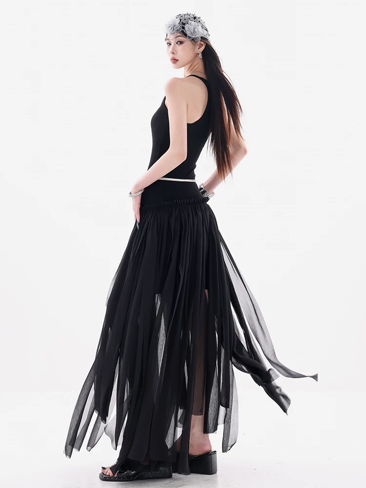 ABWEAR Inspiration Muse - Váy thiết kế ruy băng bất đối xứng xếp ly nguyên bản dành cho nữ, váy dài ôm eo, dáng ôm