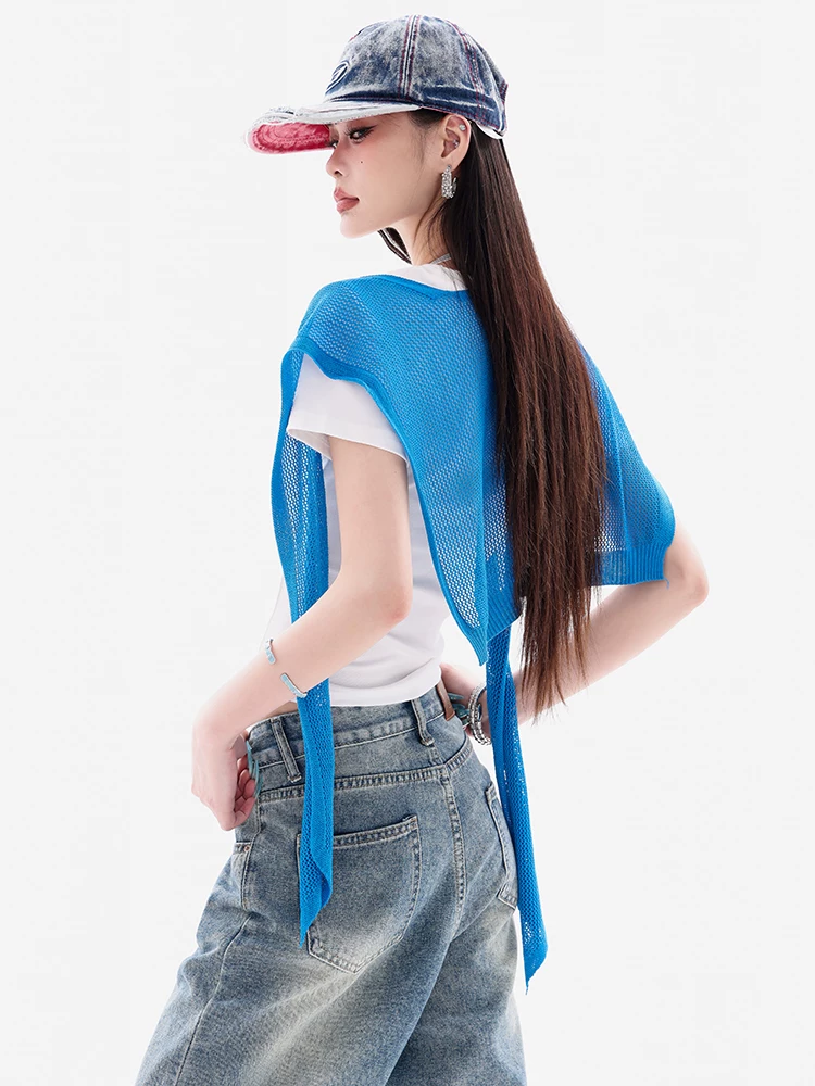 ABWEAR Versatile Sweetheart - Áo thun ngắn tay in chữ nguyên bản dành cho nữ Slim Fit Shawl Top Bộ hai món
