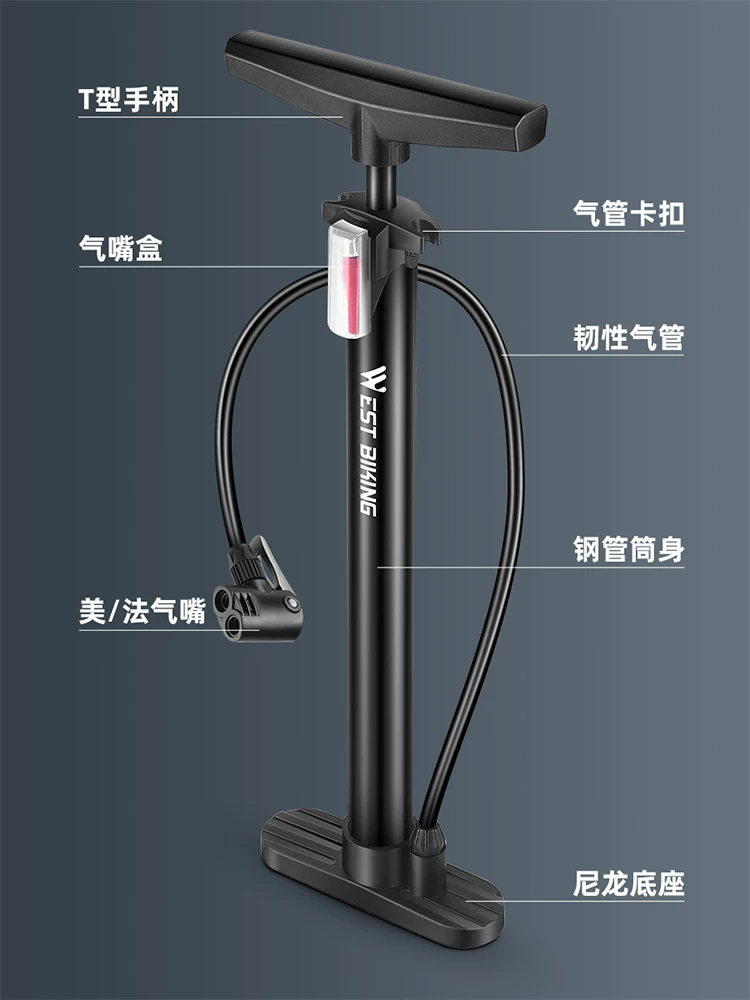 Máy bơm xe đạp West Rider, máy bơm không khí áp suất cao đa năng gia dụng, xe đạp leo núi, xe đạp đường trường, máy bơm xe máy