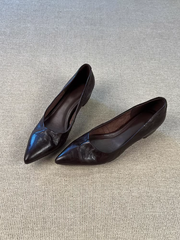 Phiên bản da cừu ~ Giày lười đế bằng da thật cao cấp thanh lịch dành cho nữ, phong cách Pháp, khí chất dịu dàng, giày công sở thon gọn