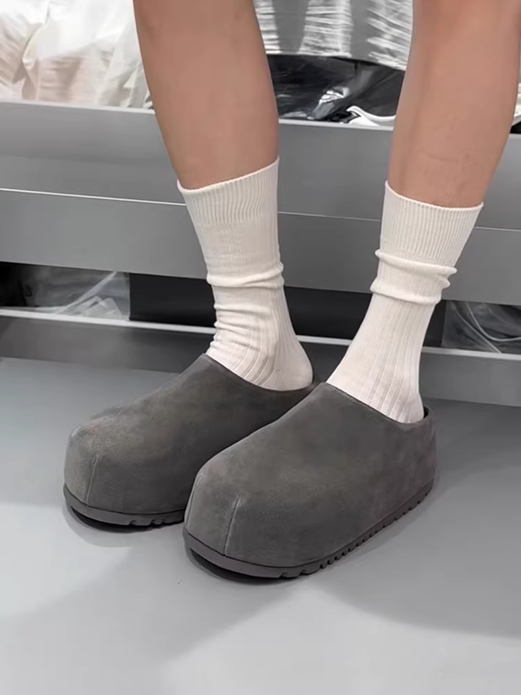 Phiên bản da cừu ~ giày nửa mũi kín kiểu cổ điển, giày nữ ngoài trời kiểu Birkenstock đế dày đơn giản phổ biến, tăng chiều cao, đa năng