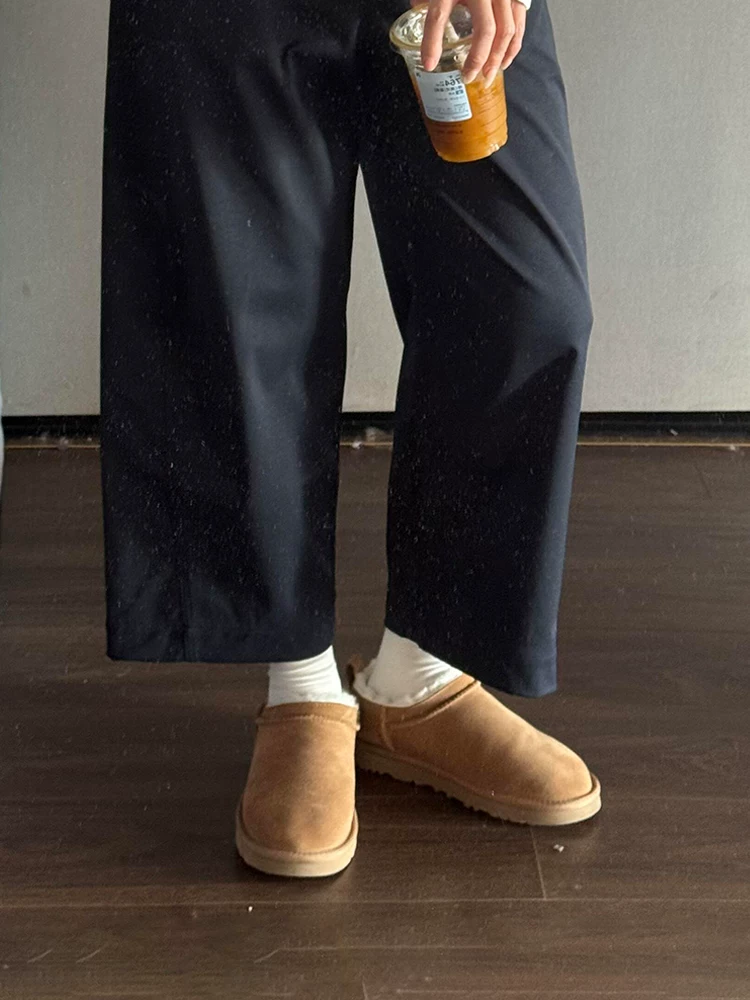 Phiên bản da cừu ~ Giày bốt đi tuyết chống trượt đa năng tích hợp lông thú dành cho nữ, giày bốt cotton ấm áp lót lông cừu thời trang mùa thu đông