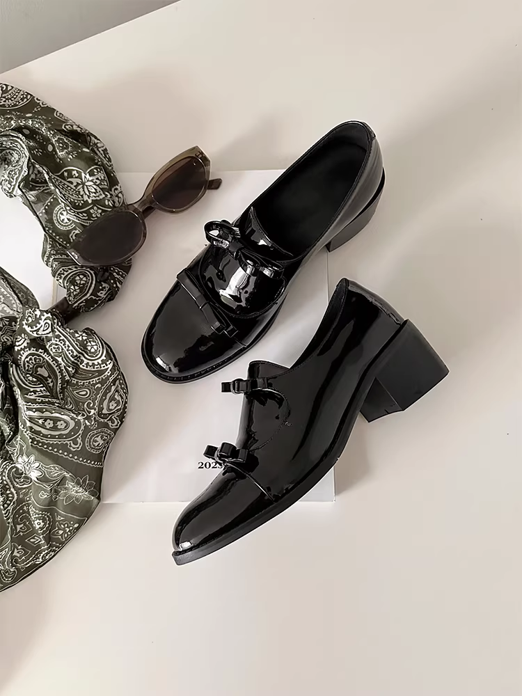 Phiên bản da cừu ~ Giày da nhỏ có gót nhọn kiểu Pháp kiểu Anh dành cho nữ, giày lười da sáng chế đa năng kiểu JK