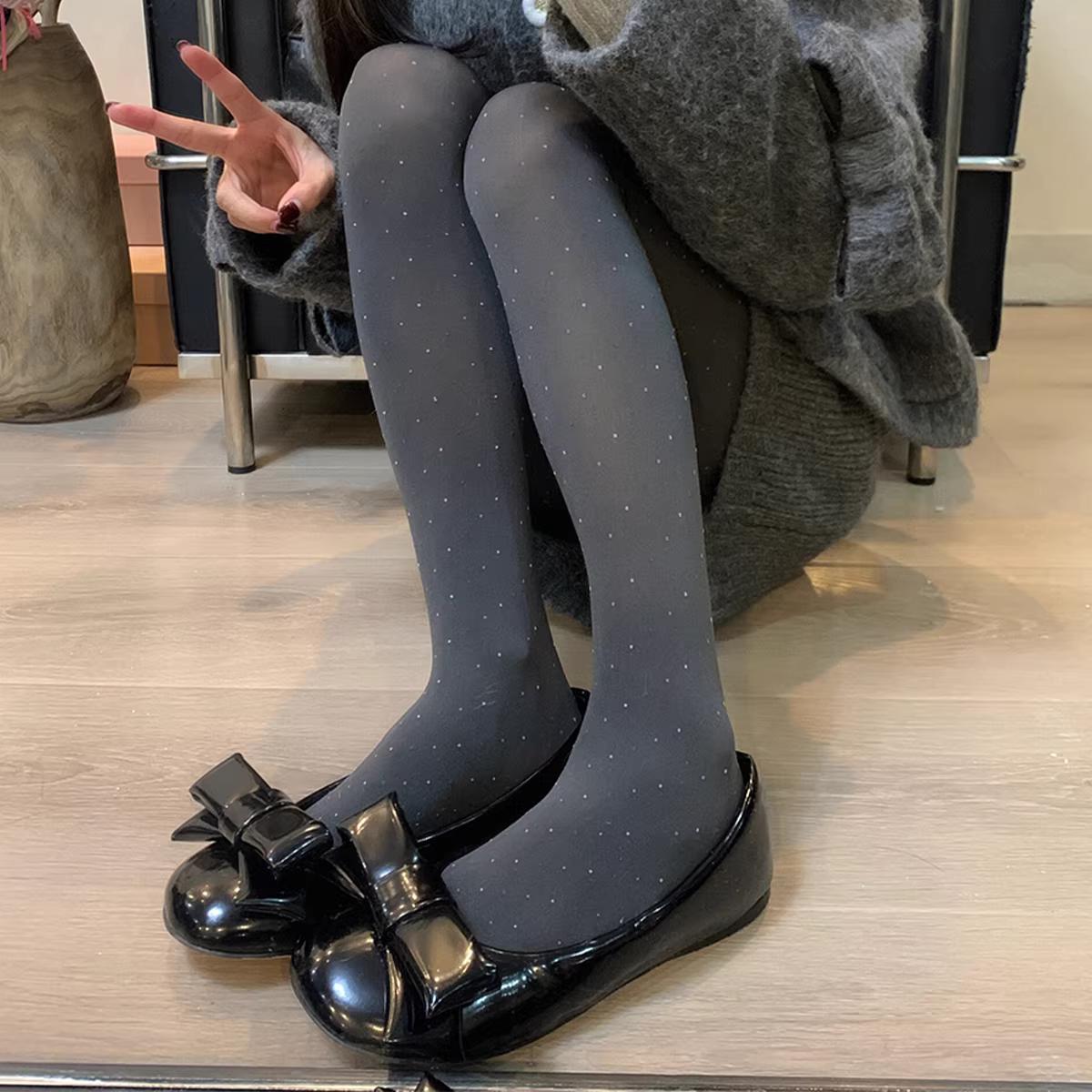 Phiên bản da cừu~ Giày đế bằng mũi tròn kiểu Hàn Quốc có nơ, miệng nông, kiểu cổ điển ngọt ngào, thoải mái, đế mềm, giày bà ngoại dành cho nữ