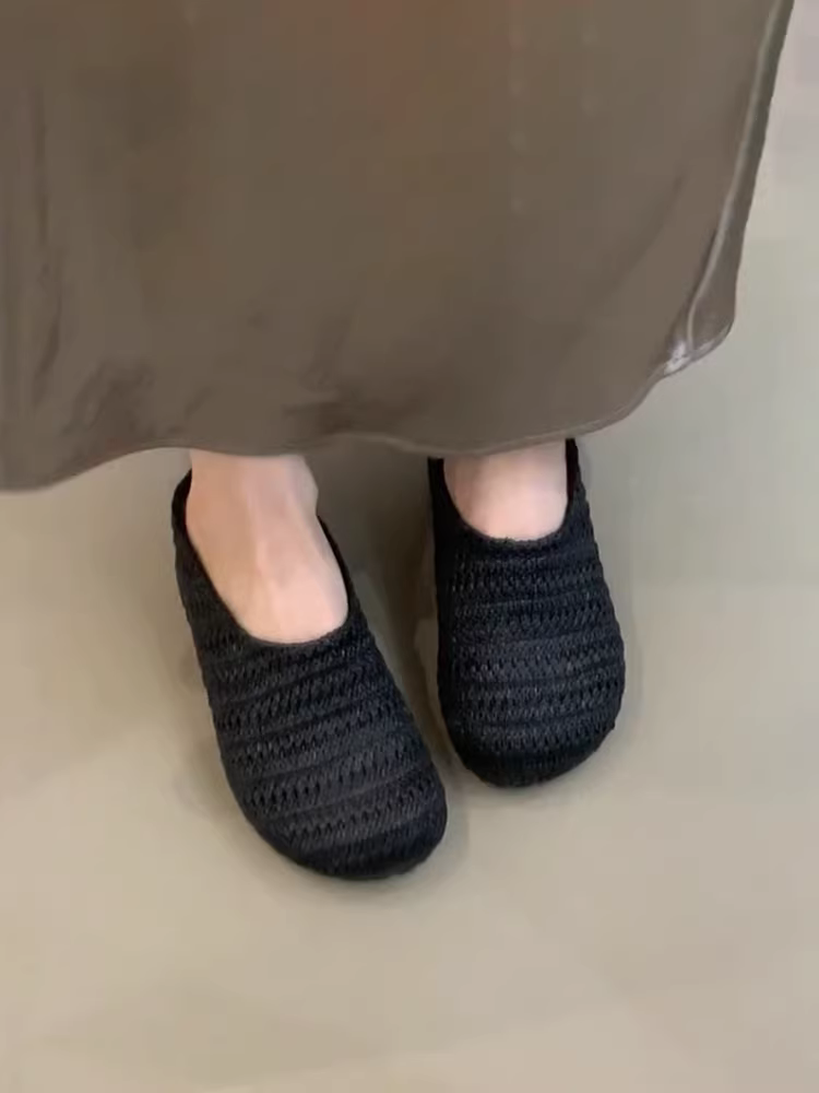 Phiên bản da cừu ~ Giày đế dày dệt kiểu cổ điển dành cho nữ, giày mules kiểu bohemian mới.