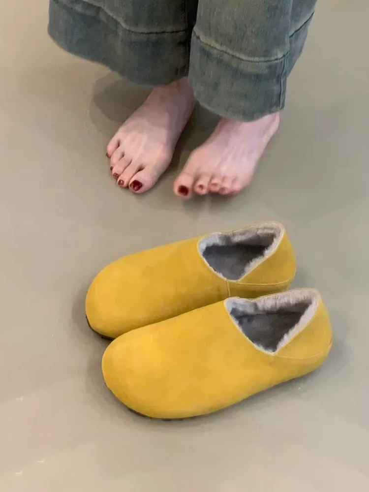 Phiên bản da cừu ~ Giày Birkenstock đa năng, siêu mềm, kiểu dáng cổ điển, thiết kế khoét sâu dành cho nữ, kiểu lười đi có lớp lót lông cừu giữ ấm và giày lông thú đa năng.