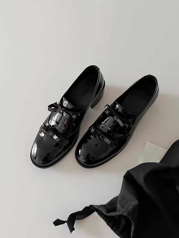 Phiên bản da cừu ~ Giày da nhỏ có gót nhọn kiểu Pháp kiểu Anh dành cho nữ, giày lười da sáng chế đa năng kiểu JK