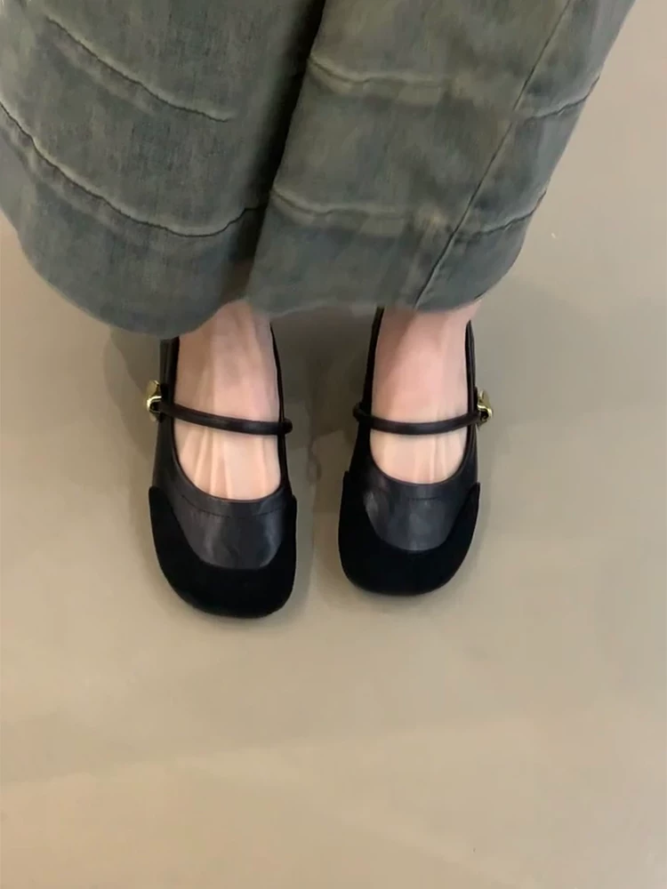 Phiên bản da cừu ~ Giày bà ngoại cổ điển dành cho nữ, giày Mary Jane da thật mũi tròn, giày đơn phong cách dạ hội tăng chiều cao đa năng.