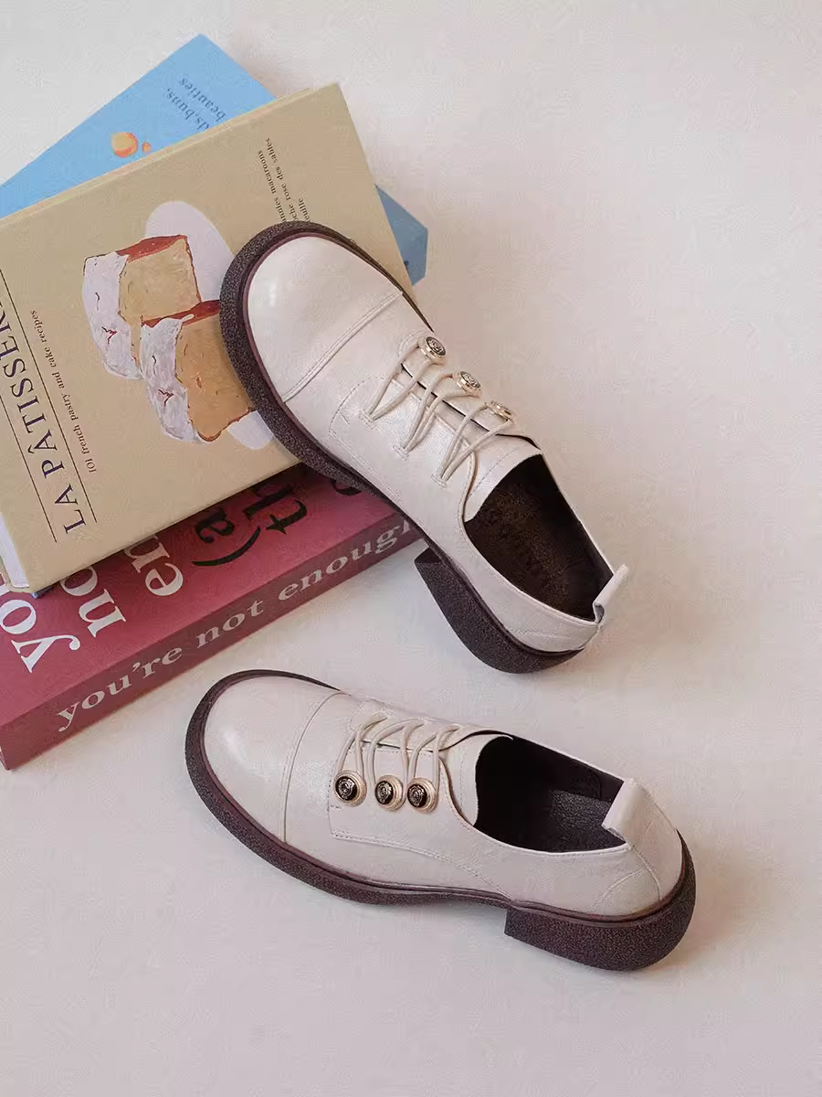 Phiên bản da cừu ~ Giày da nhỏ kiểu Anh thiết kế độc đáo dành cho nữ, mũi tròn, gót dày, đế dày, kiểu lười JK