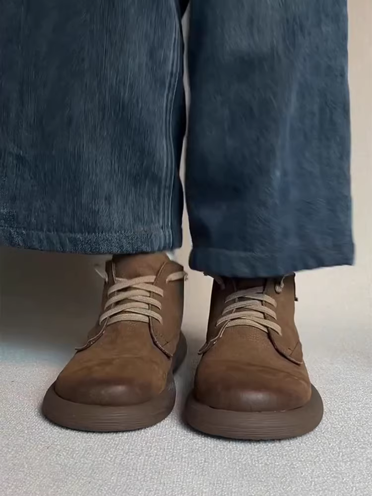 Phiên bản da bò~ Giày bốt Martin da thật phong cách Anh quốc cổ điển, kiểu dáng nghệ thuật, đế mềm, đa năng, buộc dây, dành cho nữ.