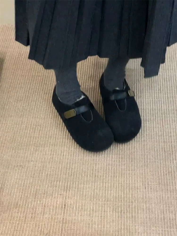 Phiên bản da cừu~ Giày Birkenstock lót lông cừu kiểu cổ điển Hàn Quốc nhẹ nhàng và thoải mái, có tác dụng giảm béo dành cho nữ với khả năng tăng chiều cao ẩn, giày đế bằng lông ấm áp